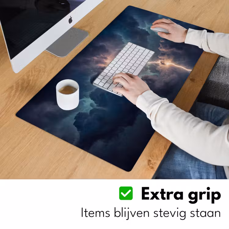 Bliksem - Storm - Natuur - Donker Muismat XXL klein -sfeer3
