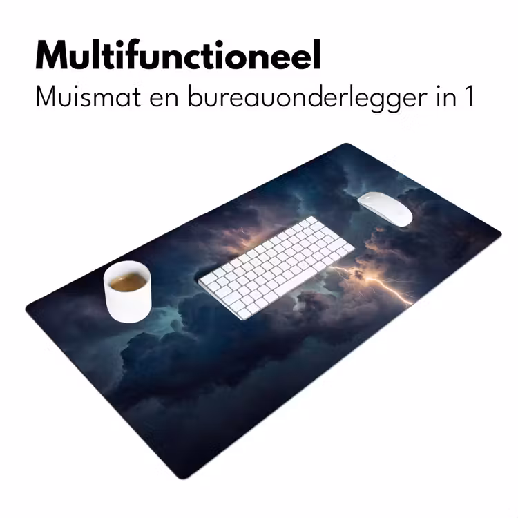 Bliksem - Storm - Natuur - Donker Muismat XXL klein -sfeer4
