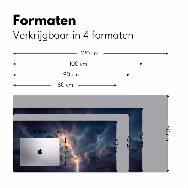 Bliksem - Storm - Natuur - Donker Muismat XXL klein -sfeer5
