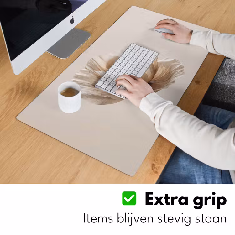 Bloem - Beige - Crème Muismat XXL klein -sfeer3