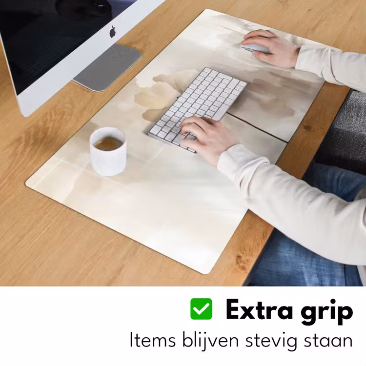 Bloem - Beige - Verf - Schaduw Muismat XXL klein -sfeer3