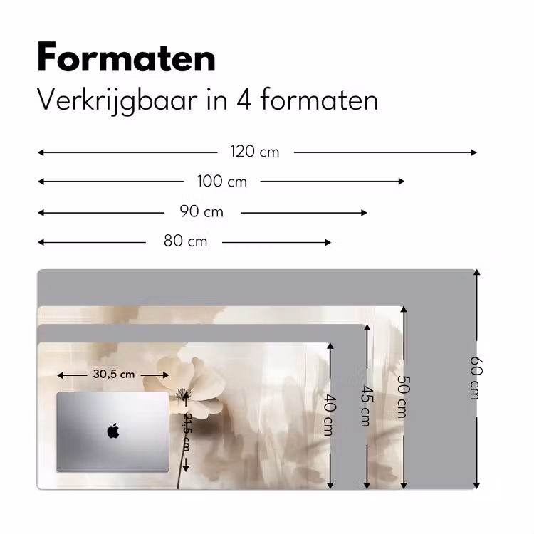 Bloem - Beige - Verf - Schaduw Muismat XXL klein -sfeer5