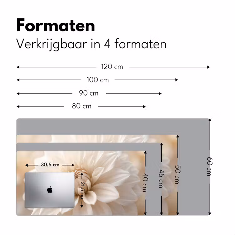 Bloem - Dahlia - Wit Muismat XXL klein -sfeer5