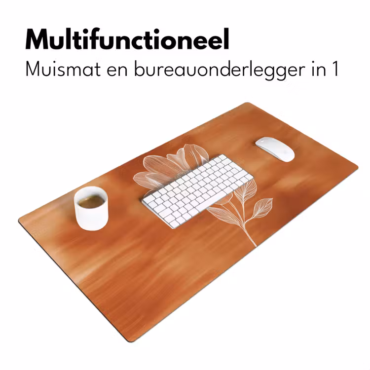 Bloem - Minimalistisch - Wit Muismat XXL klein -sfeer4