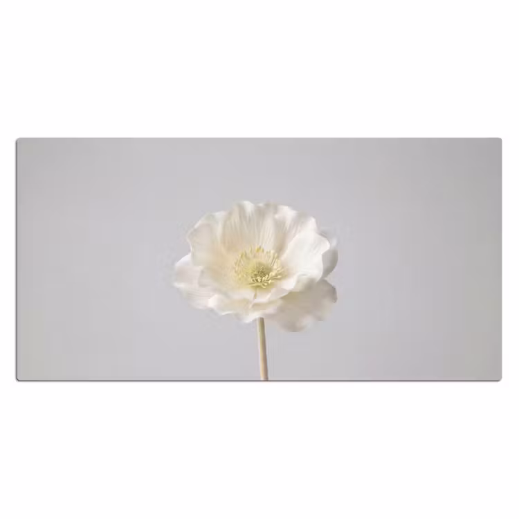 Bloem - Minimalistisch -Wit Muismat XXL klein -3d_leeg