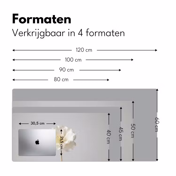 Bloem - Minimalistisch -Wit Muismat XXL klein -sfeer5