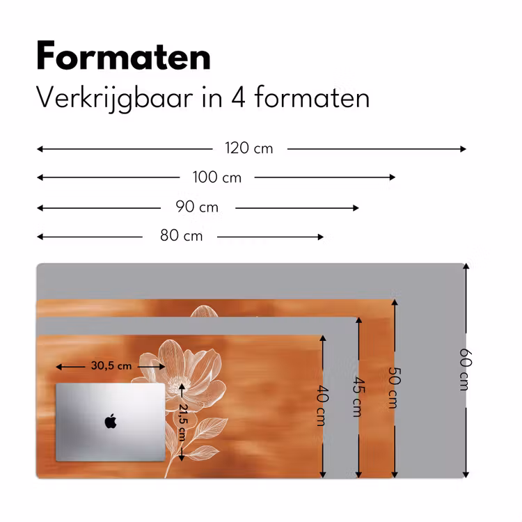 Bloem - Minimalistisch - Wit Muismat XXL klein -sfeer5
