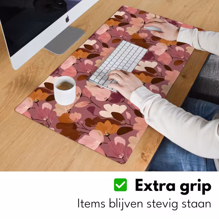 Bloem - Patroon - Roze Muismat XXL klein 681 -sfeer3
