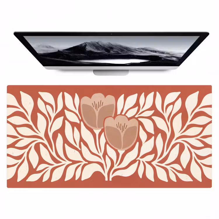 Bloemen - Abstract - Modern - Beige - Natuur Muismat XXL klein -zzz3d