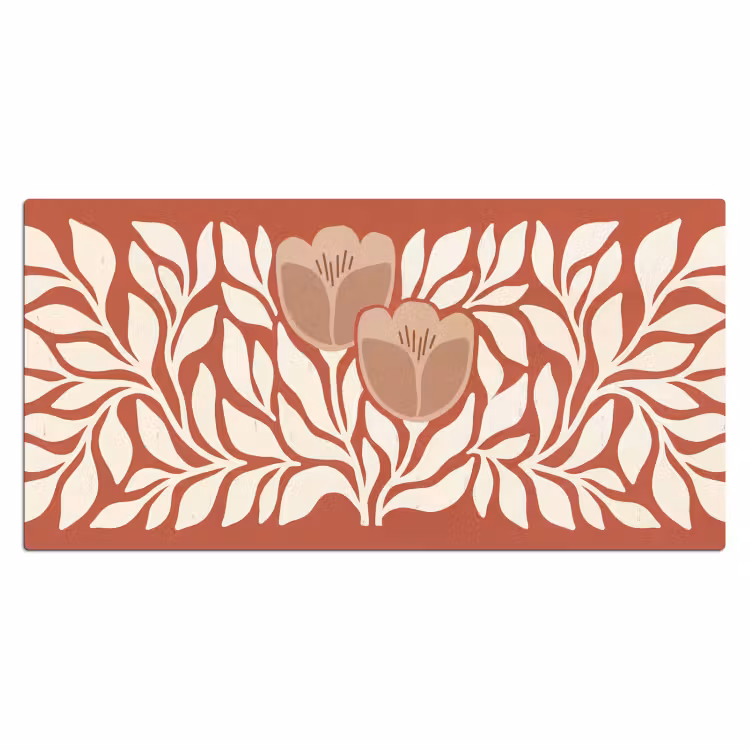 Bloemen - Abstract - Modern - Beige - Natuur Muismat XXL klein -3d_leeg