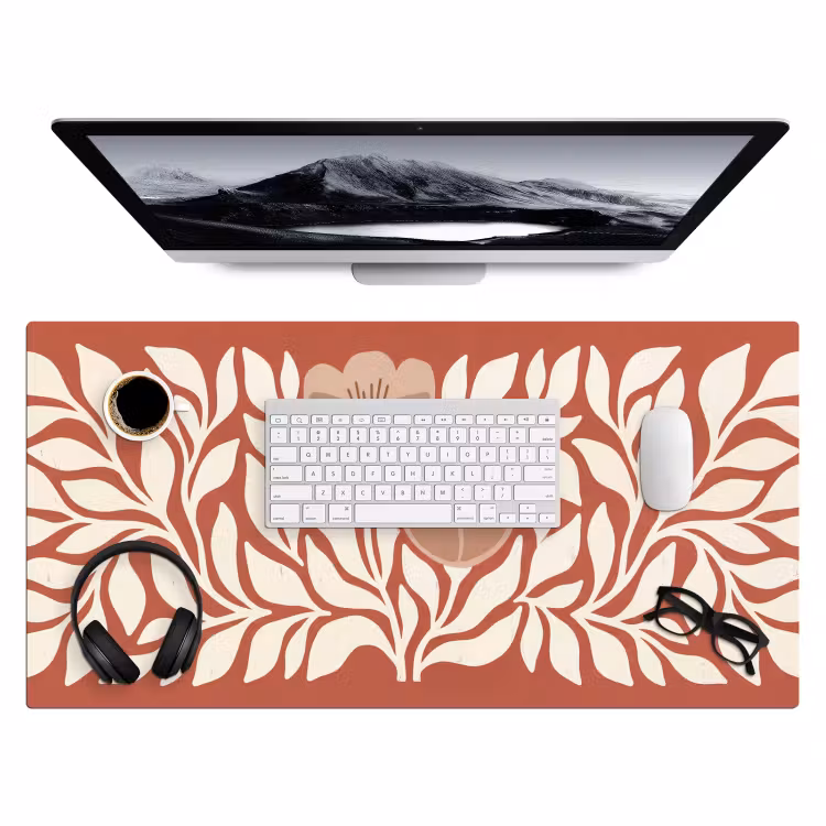 Bloemen - Abstract - Modern - Beige - Natuur Muismat XXL klein -3d