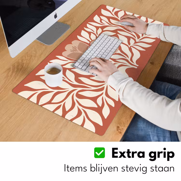 Bloemen - Abstract - Modern - Beige - Natuur Muismat XXL klein -sfeer3