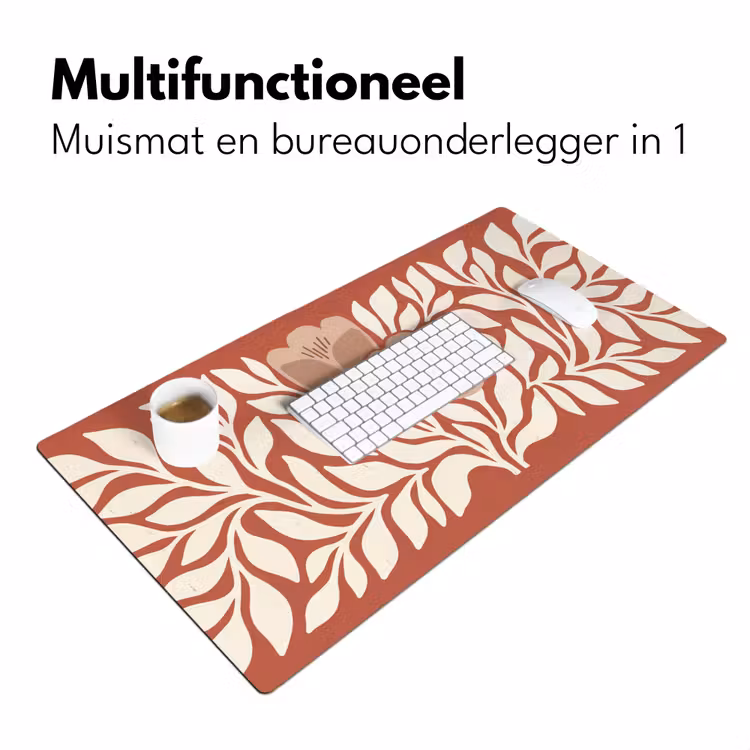 Bloemen - Abstract - Modern - Beige - Natuur Muismat XXL klein -sfeer4