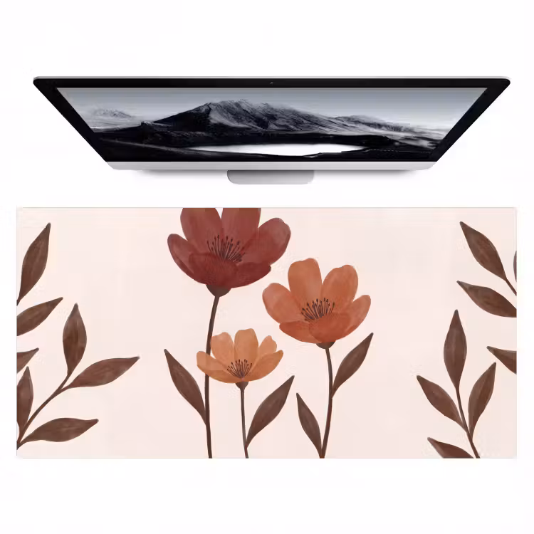 Bloemen - Abstract - Modern - Bruin - Decoratief Muismat XXL klein -zzz3d