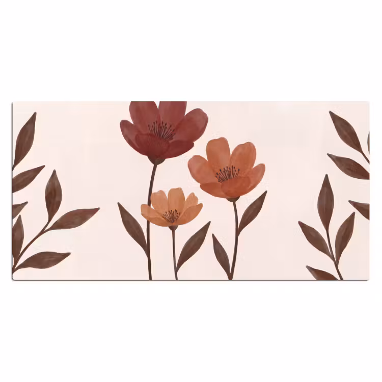 Bloemen - Abstract - Modern - Bruin - Decoratief Muismat XXL klein -3d_leeg