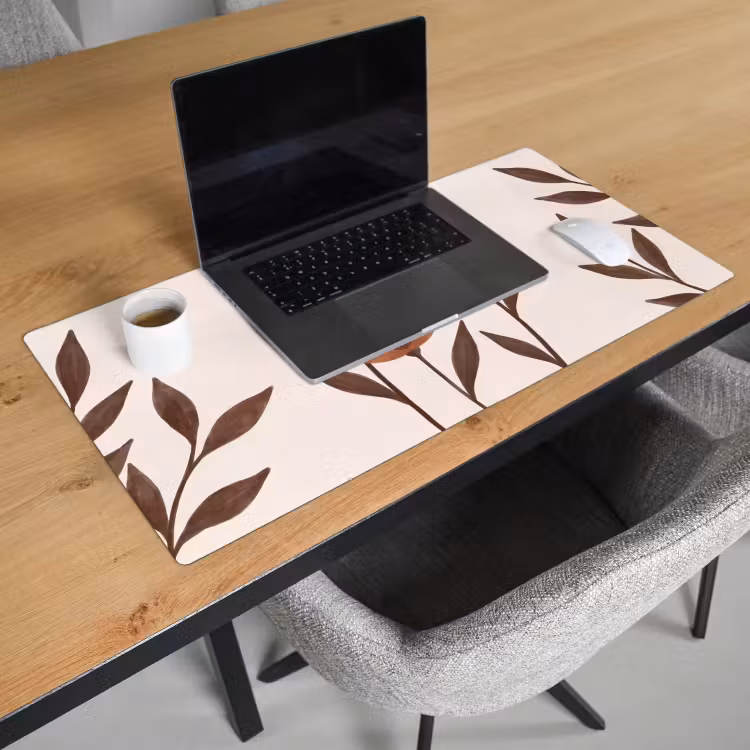 Bloemen - Abstract - Modern - Bruin - Decoratief Muismat XXL klein -sfeer1