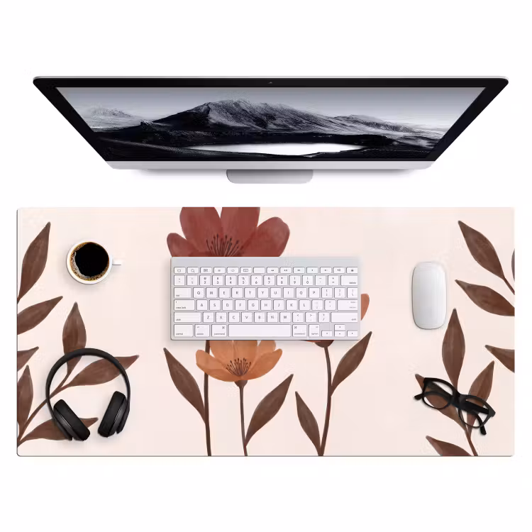 Bloemen - Abstract - Modern - Bruin - Decoratief Muismat XXL klein -3d