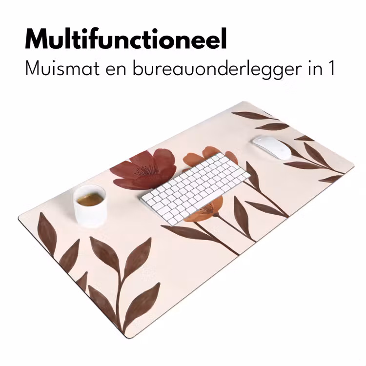 Bloemen - Abstract - Modern - Bruin - Decoratief Muismat XXL klein -sfeer4