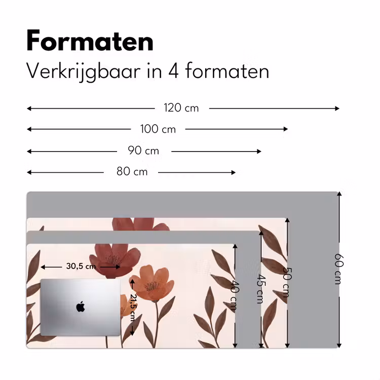 Bloemen - Abstract - Modern - Bruin - Decoratief Muismat XXL klein -sfeer5