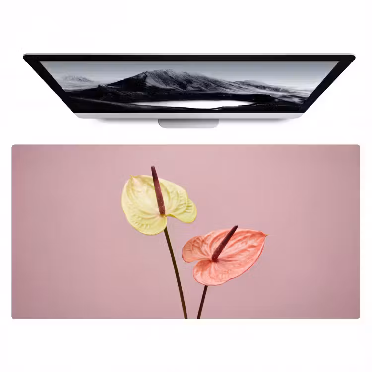 Bloemen - Anthuriums - Geel - Roze Muismat XXL klein -zzz3d
