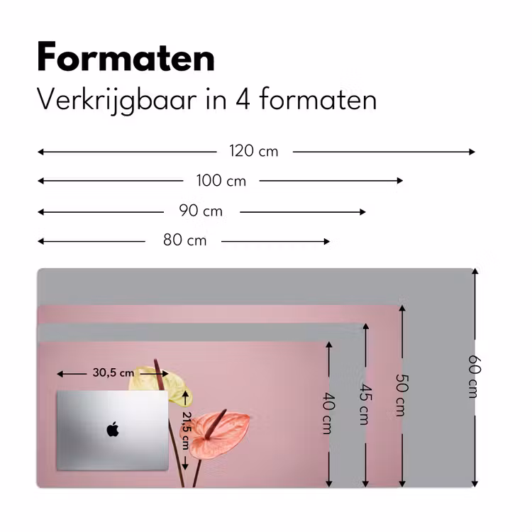 Bloemen - Anthuriums - Geel - Roze Muismat XXL klein -sfeer5