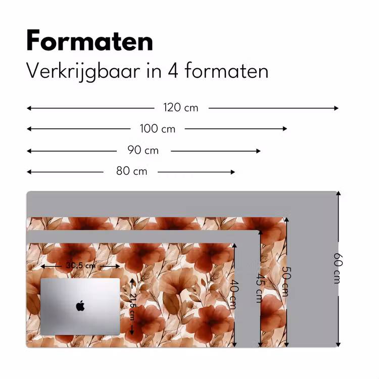 Bloemen - Aquarel - Botanisch - Terracotta Muismat XXL klein 681 -sfeer5