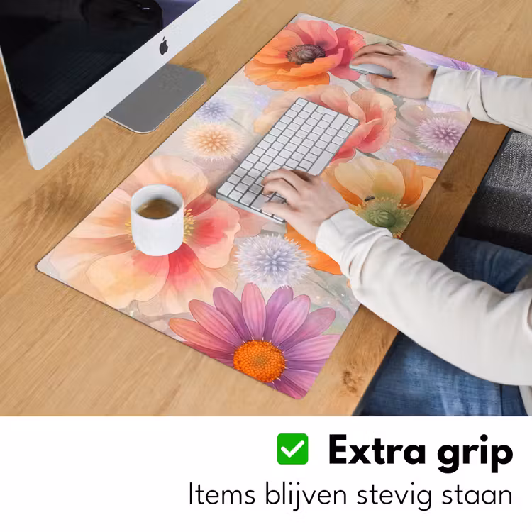 Bloemen - Aquarel - Natuur - Modern - Kleurrijk Muismat XXL klein -sfeer3