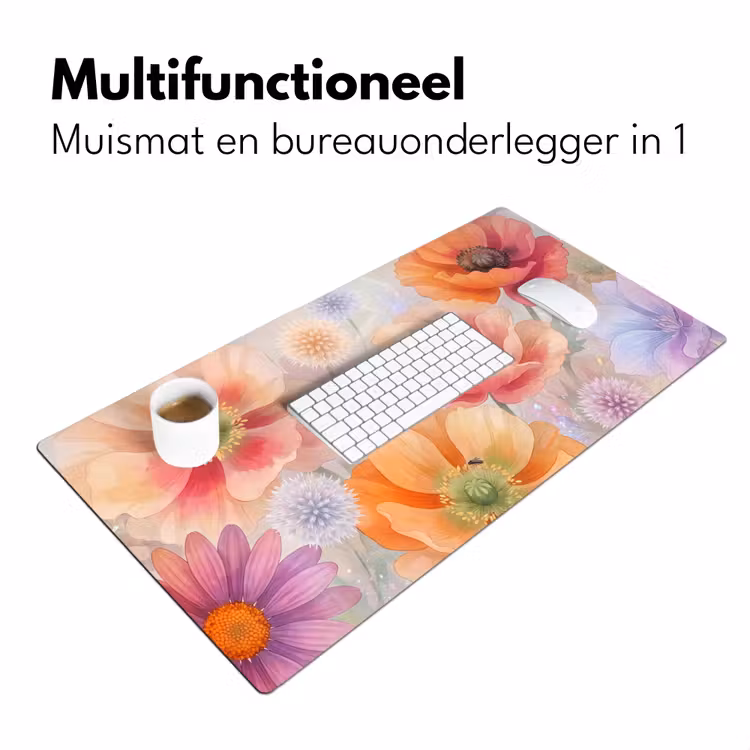 Bloemen - Aquarel - Natuur - Modern - Kleurrijk Muismat XXL klein -sfeer4