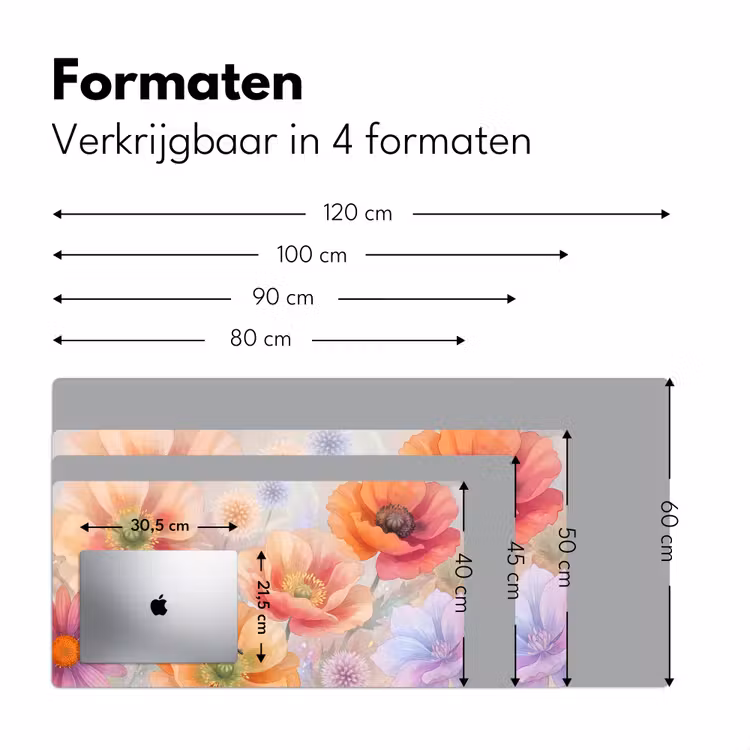 Bloemen - Aquarel - Natuur - Modern - Kleurrijk Muismat XXL klein -sfeer5