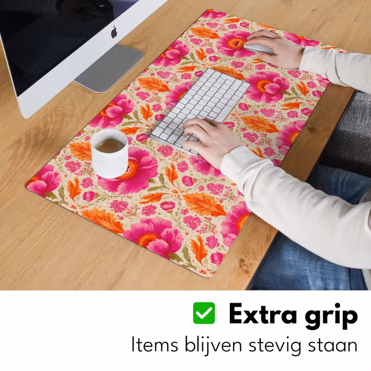 Bloemen - Barok - Roze - Oranje Muismat XXL klein 681 -sfeer3