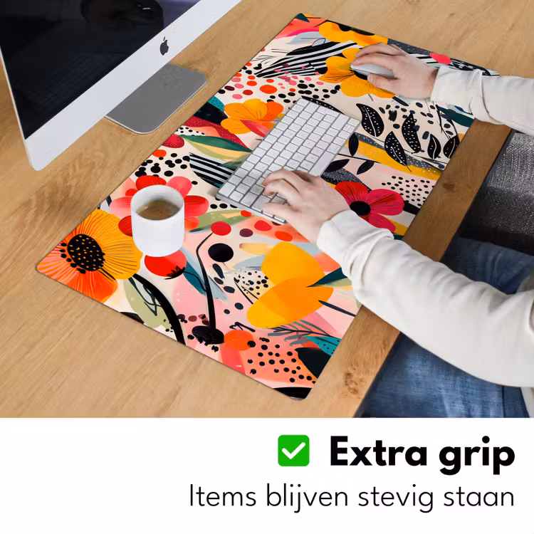 Bloemen - Bladeren - Abstract - Kleurrijk Muismat XXL klein -sfeer3