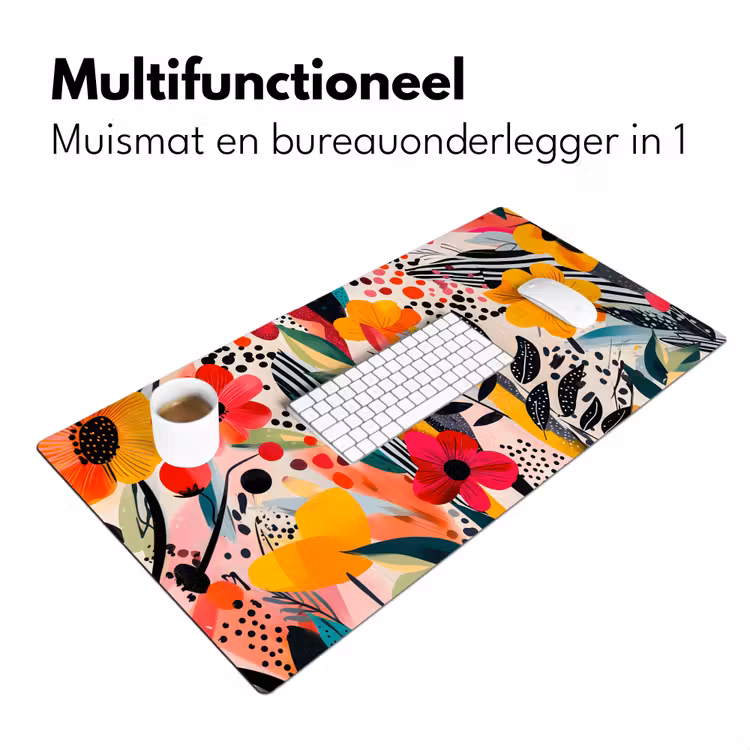 Bloemen - Bladeren - Abstract - Kleurrijk Muismat XXL klein -sfeer4