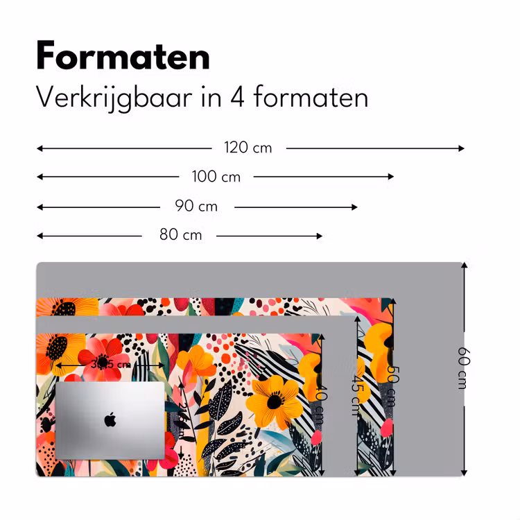 Bloemen - Bladeren - Abstract - Kleurrijk Muismat XXL klein -sfeer5