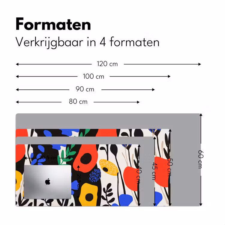 Bloemen - Bladeren - Abstract - Zwart Muismat XXL klein -sfeer5