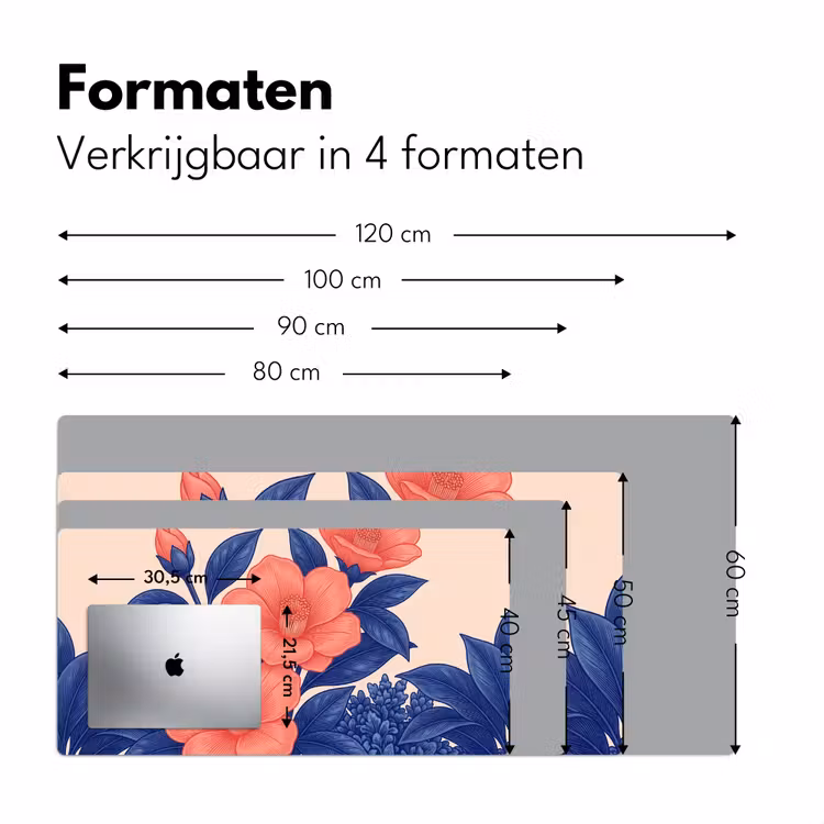 Bureau onderlegger - Bloemen - Bladeren - Botanisch - Bloemen - Bladeren - Botanisch Muismat XXL klein
