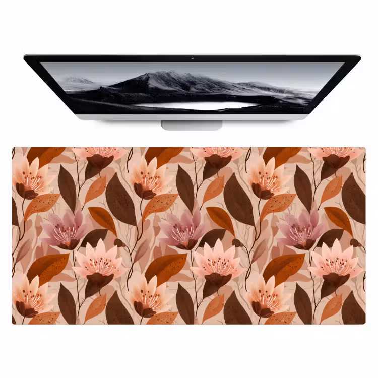 Bloemen - Bladeren - Bruin Muismat XXL klein 681 -zzz3d
