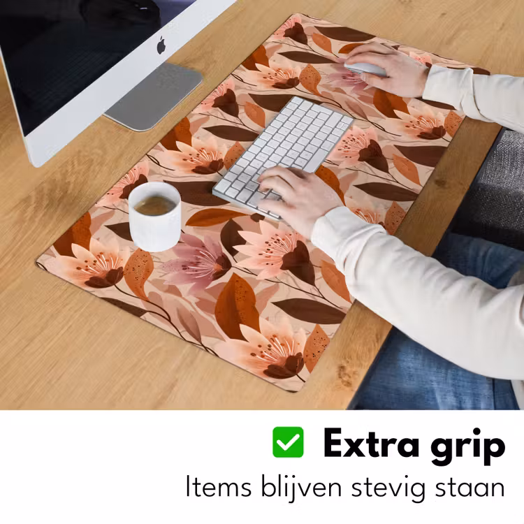 Bloemen - Bladeren - Bruin Muismat XXL klein 681 -sfeer3
