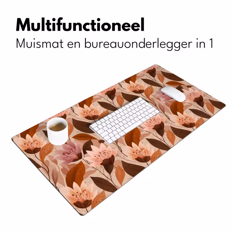 Bloemen - Bladeren - Bruin Muismat XXL klein 681 -sfeer4