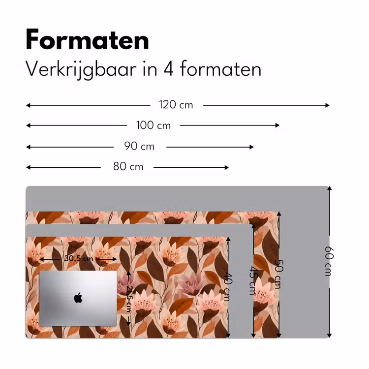 Bloemen - Bladeren - Bruin Muismat XXL klein 681 -sfeer5