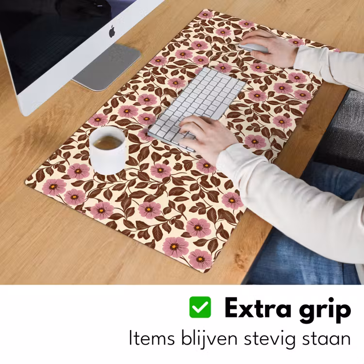 Bloemen - Bladeren - Kleurrijk Muismat XXL klein 681 -sfeer3