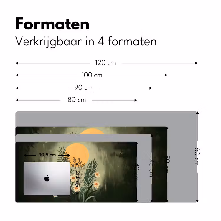 Bloemen - Bladeren - Zon - Groen Muismat XXL klein -sfeer5