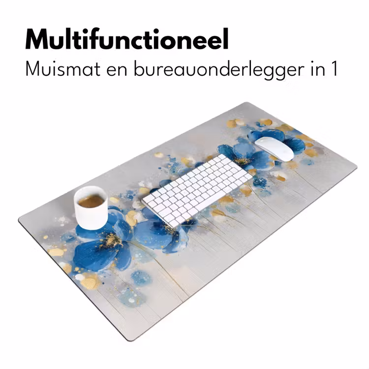 Bloemen - Blauw - Abstract Muismat XXL klein -sfeer4