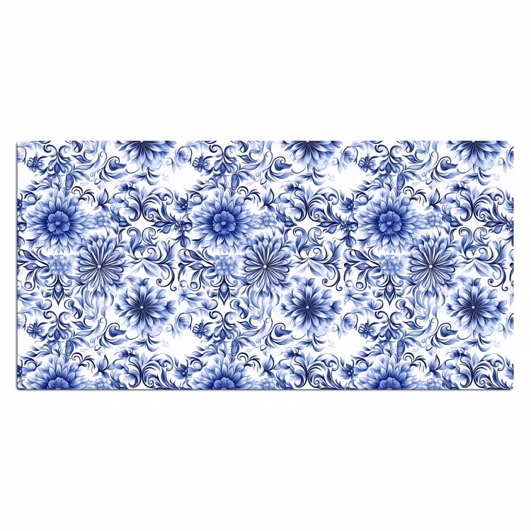 Bloemen - Blauw - Patroon - Wit Muismat XXL klein 681 -3d_leeg