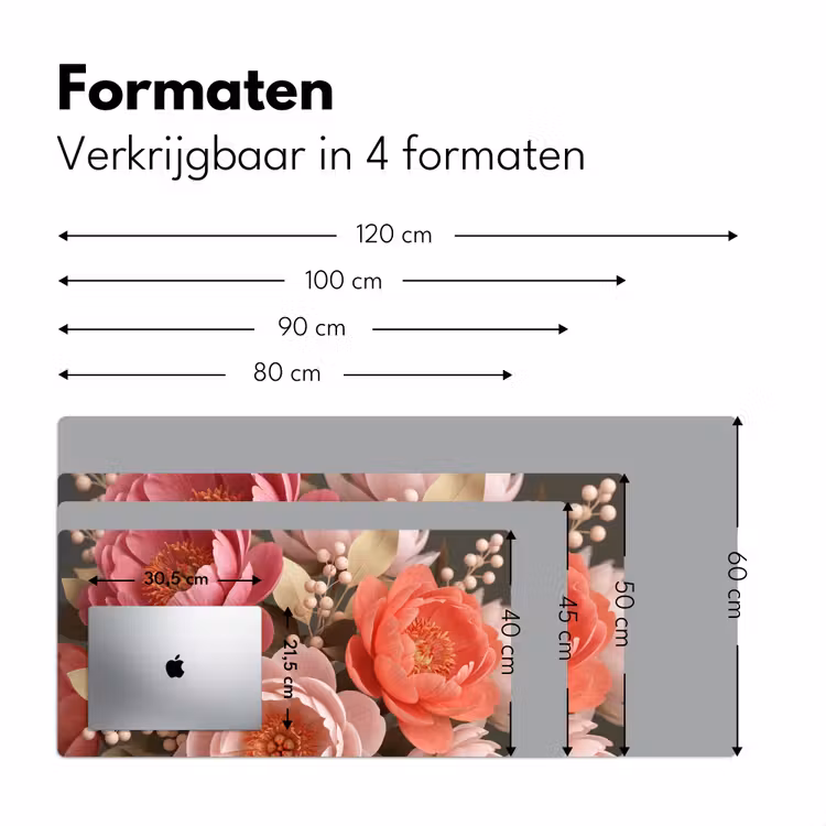 Bloemen - Bloesem - Zacht - Koraal - Decoratie Muismat XXL klein -sfeer5