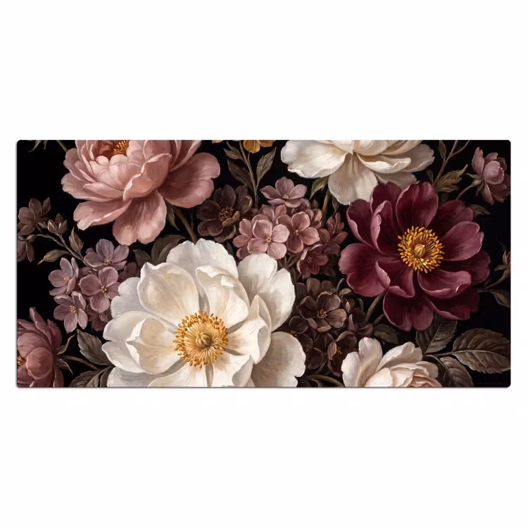 Bloemen - Boeket - Klassiek - Donker - Rood Muismat XXL klein -3d_leeg