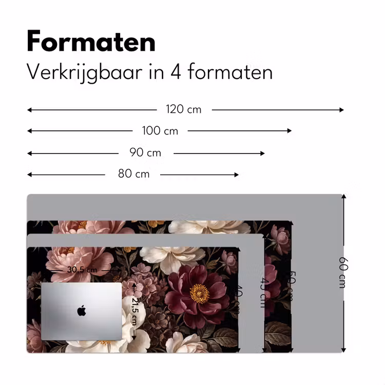 Bloemen - Boeket - Klassiek - Donker - Rood Muismat XXL klein -sfeer5