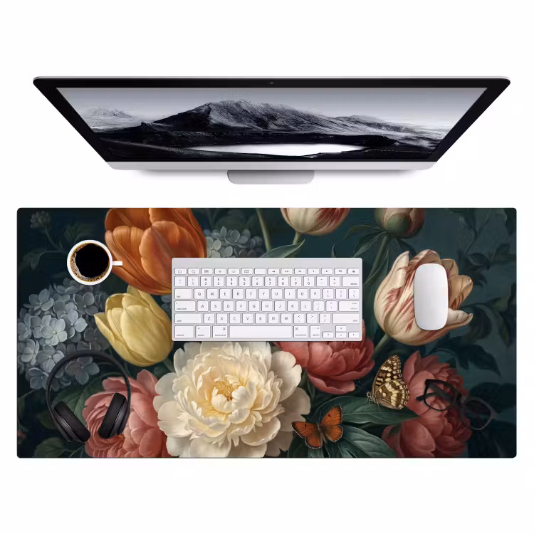 Bloemen - Boeket - Natuur - Klassiek - Donker Muismat XXL klein -3d