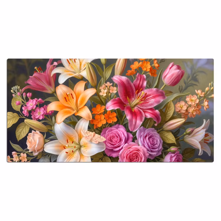 Bloemen - Boeket - Natuur - Kleurrijk - Modern Muismat XXL klein -3d_leeg