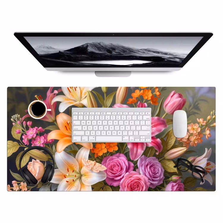 Bloemen - Boeket - Natuur - Kleurrijk - Modern Muismat XXL klein -3d