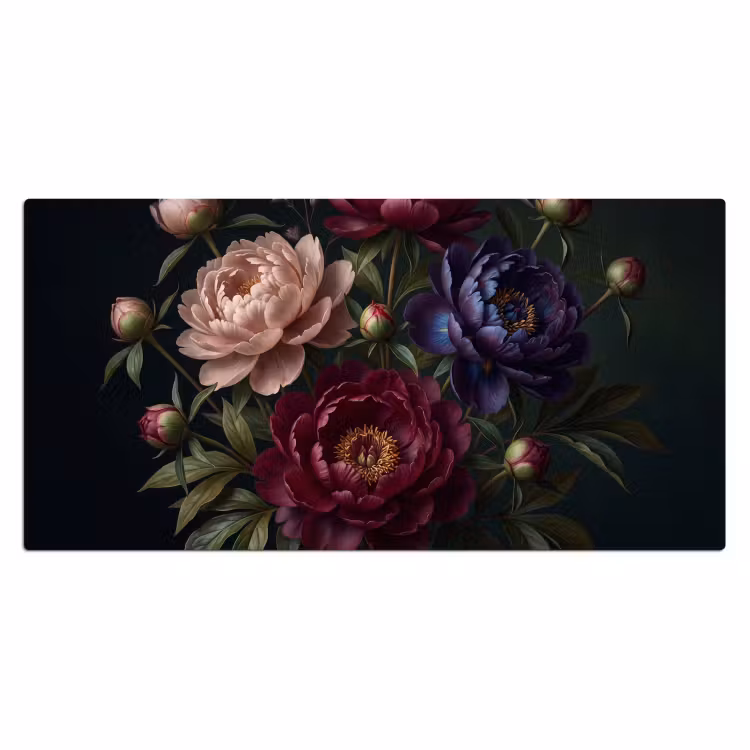 Bloemen - Boeket - Natuur - Modern - Donker Muismat XXL klein -3d_leeg